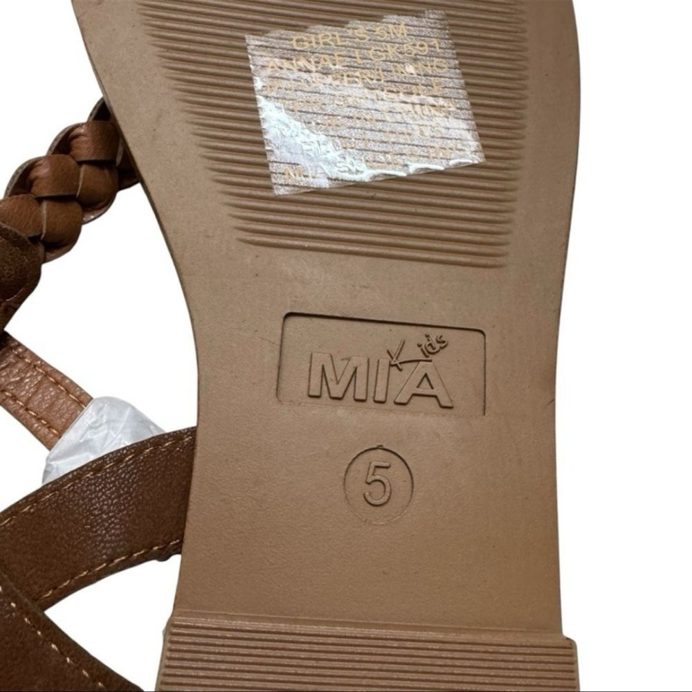 Mia Kids Annae Girl's Sandals T-Strap Cognac Brush Brown size 5 NEW - Picture 3 of 10